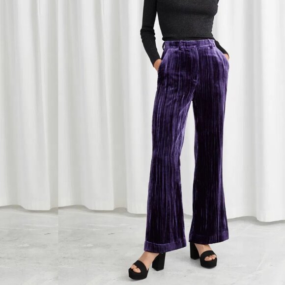 & Other Stories Pants - & Other Stories Velvet Cord Kick Flare Trousers Whimsigoth Boho Retro Gothic